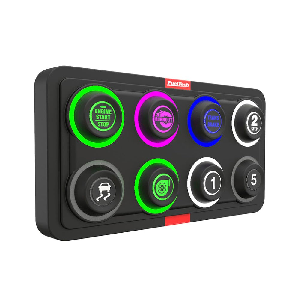 FuelTech SwitchPanel-8 Mini with multicolor LED button backlight lit