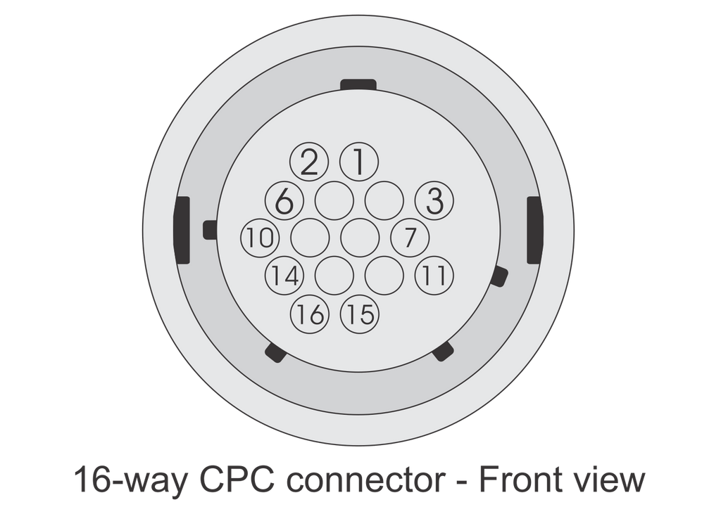 FuelTech 16-way CPC connector pin-out diagram