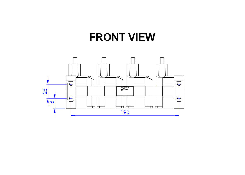 FuelTech CDI ignition coil bracket dimension drawing