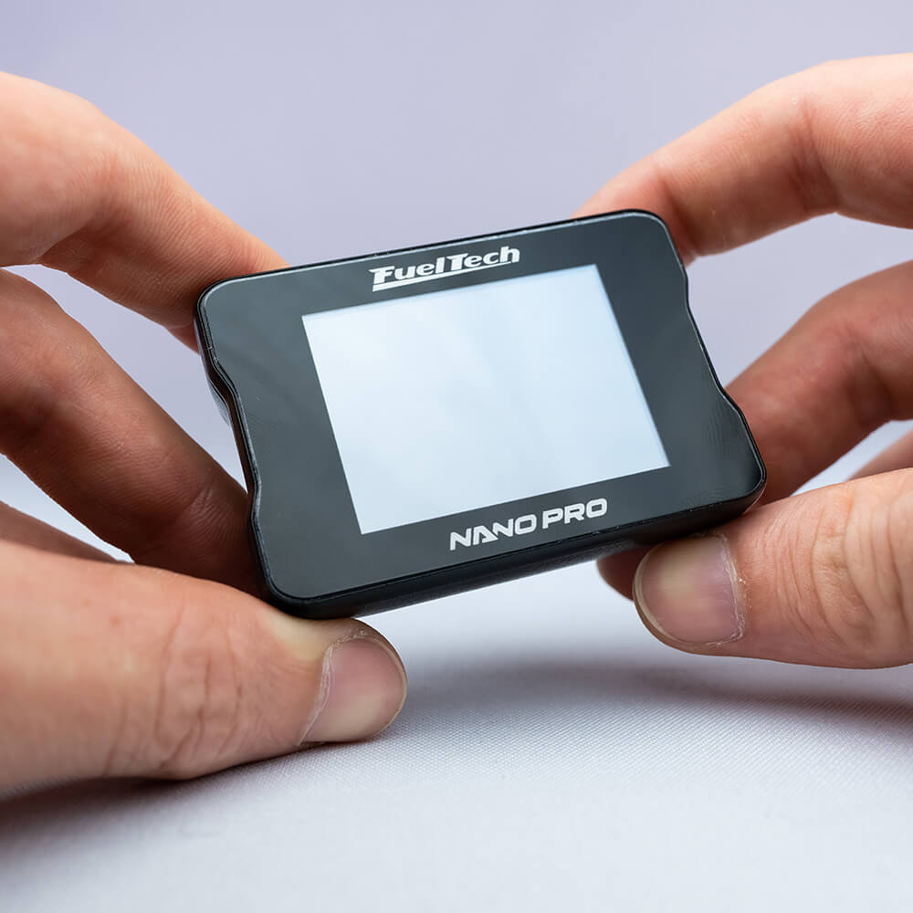 FuelTech NanoPRO showing lambda reading on display