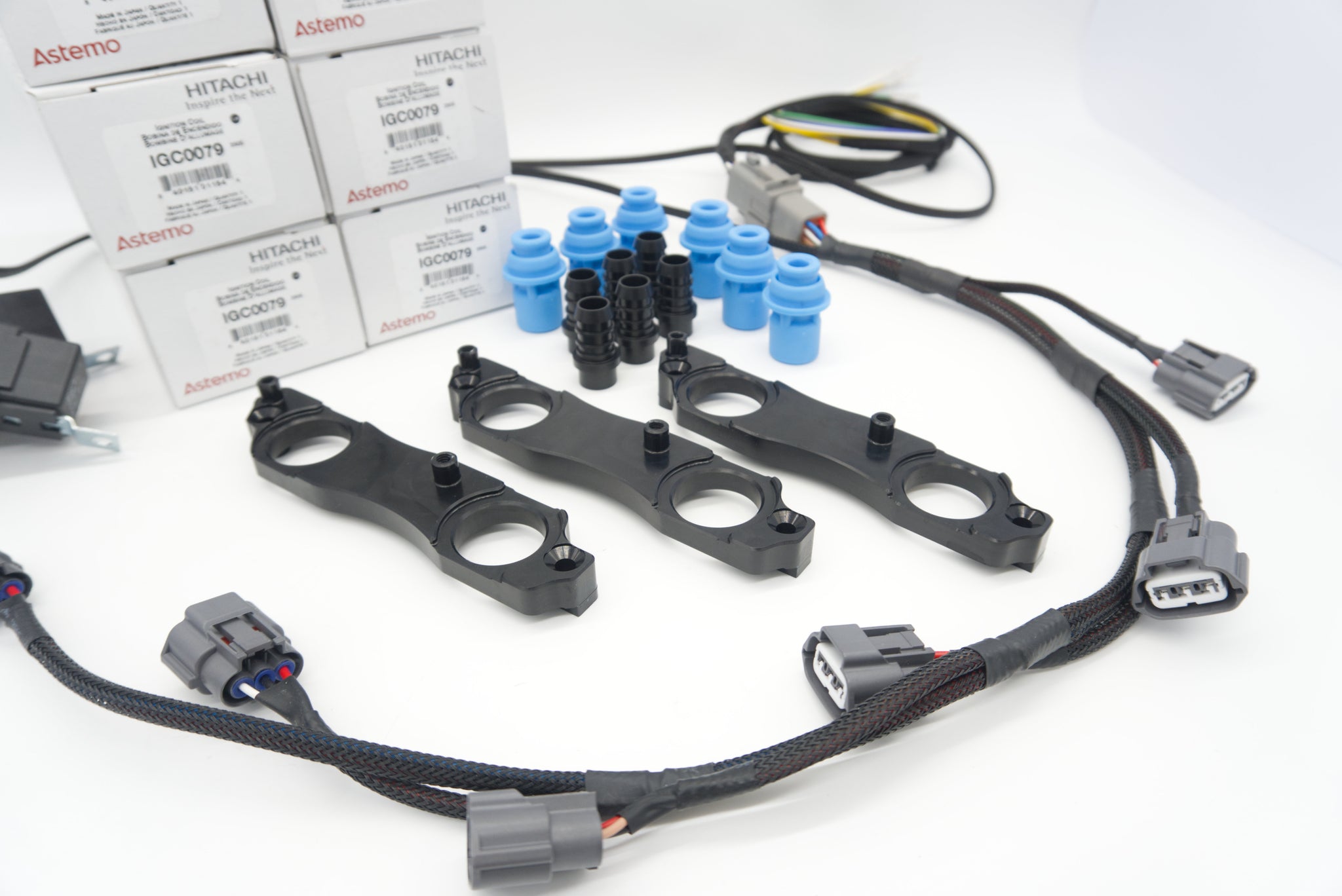 Type R Coil Pack Overlay ASE 2JZ 1JZ Nissan R35 Coil Brackets BLACK – Autosports engineering
