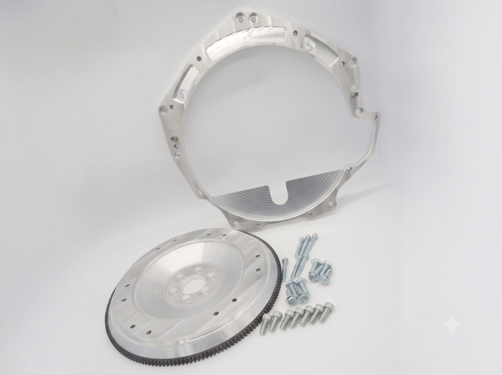 Autosports Engineering LS to Mopar 8HP conversion kit with billet adapter plate and flex plate