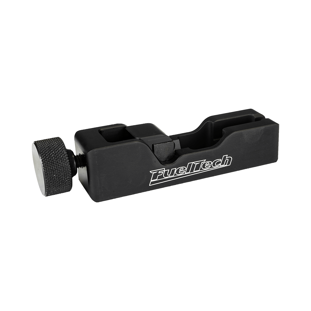 FuelTech spark plug gapper with spark plug installed